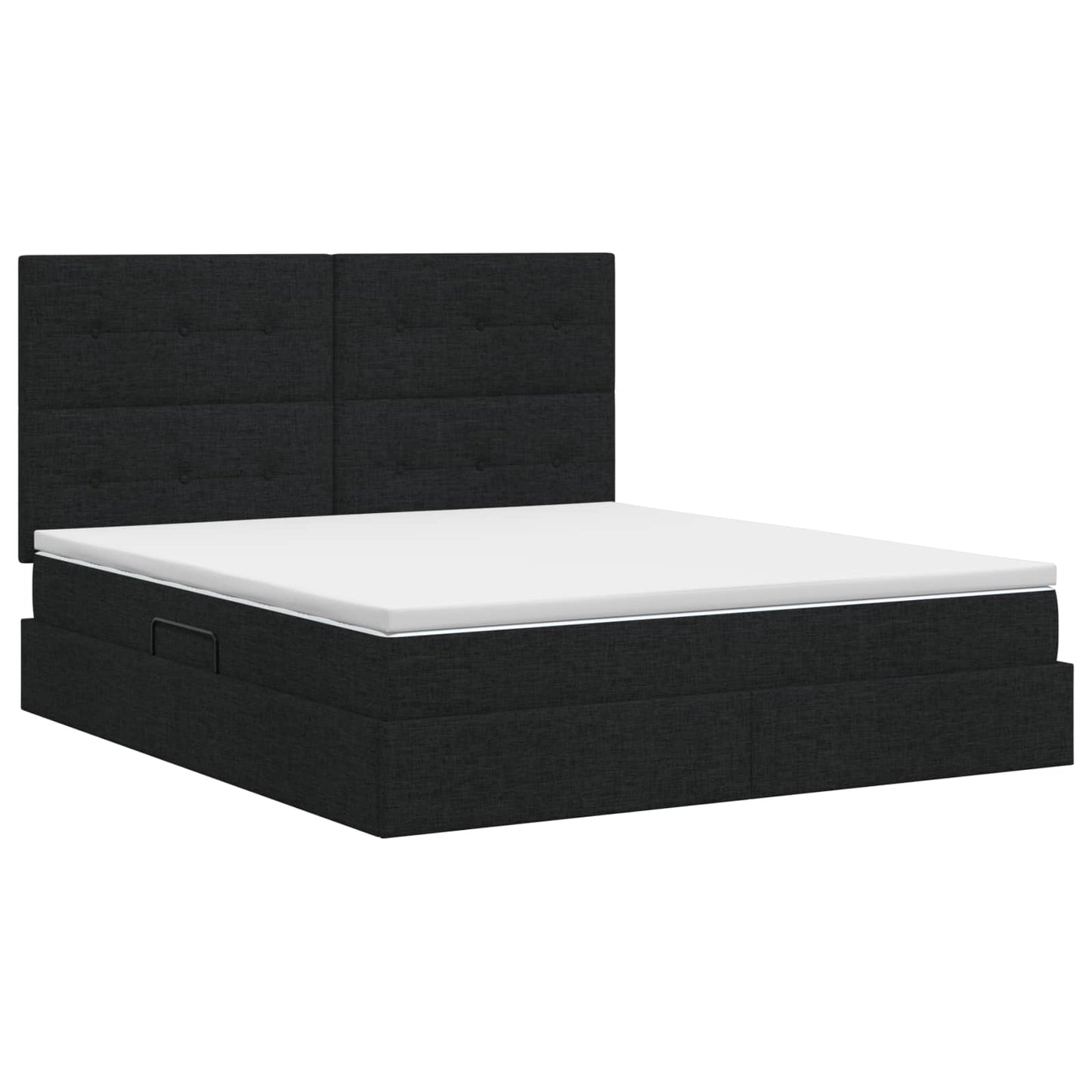 Opslag bed met matras met hoofdeinde Zwart 140 x 190 cm Stof