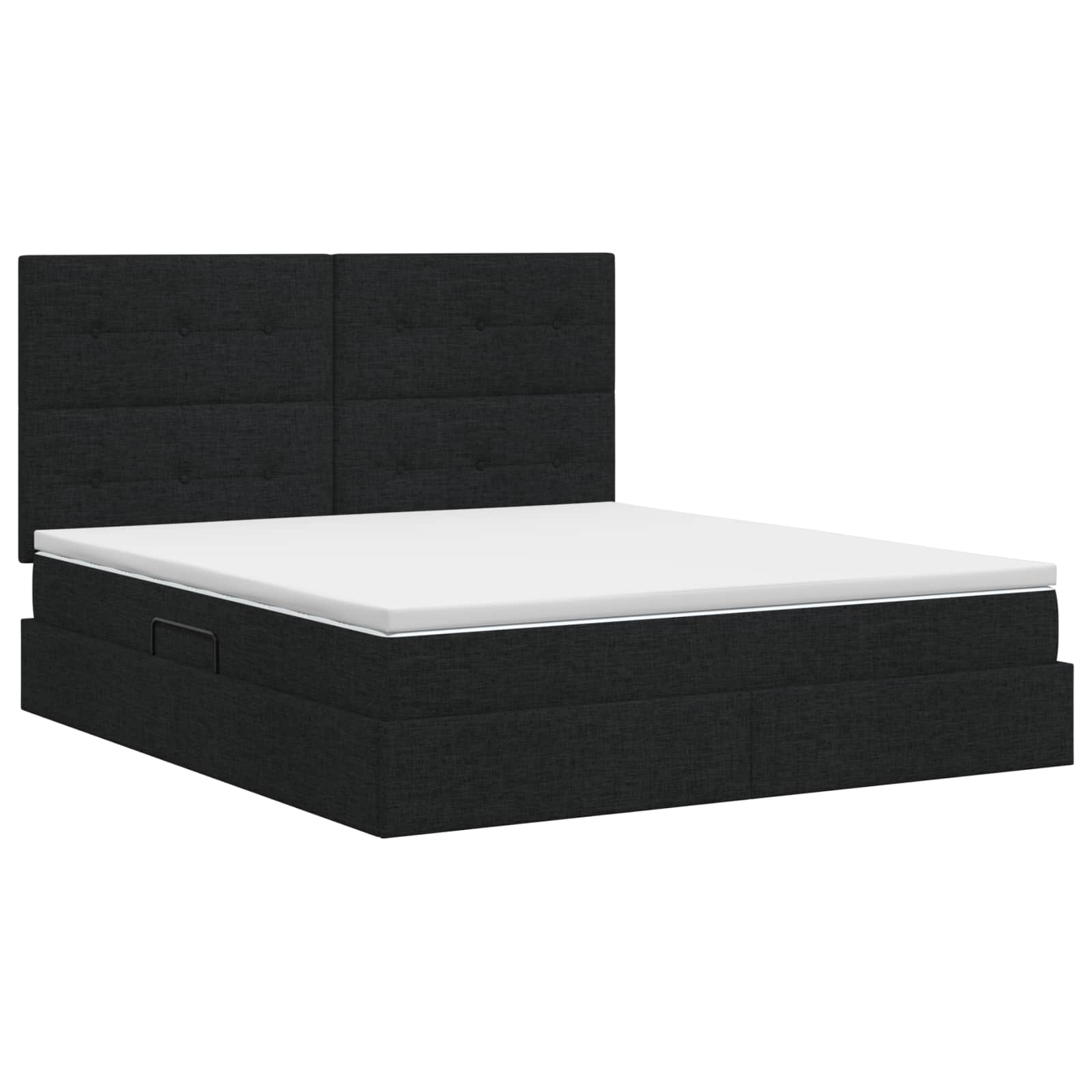 Opslag bed met matras met hoofdeinde Zwart 140 x 190 cm Stof