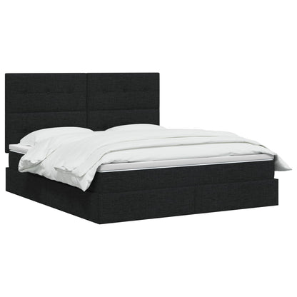 Opslag bed met matras met hoofdeinde Zwart 140 x 190 cm Stof