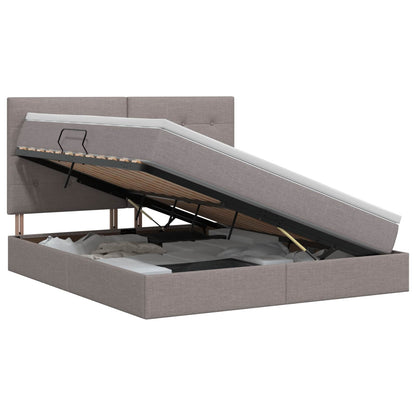Opslag bed met matras met hoofdeinde Taupe 140 x 200 cm Stof