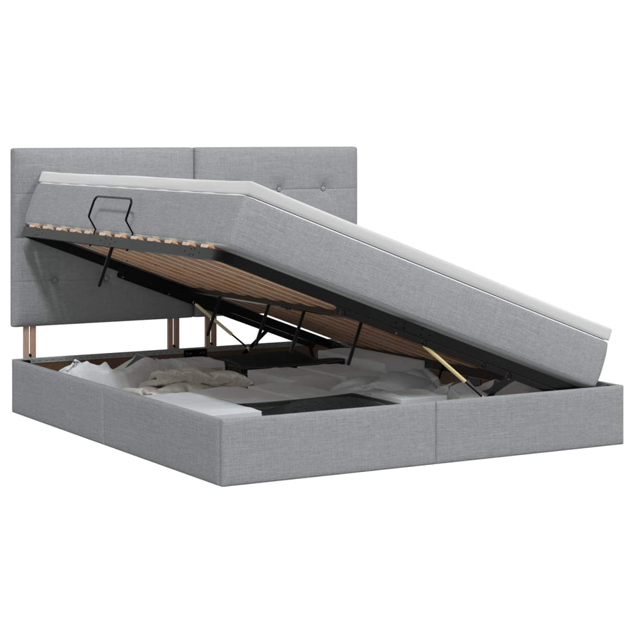 Opslag bed met matras met opslag Lichtgrijs 160 x 200 cm Stof