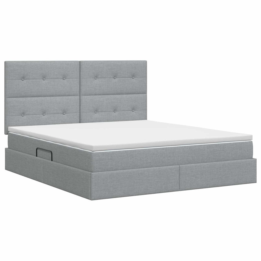 Opslag bed met matras met opslag Lichtgrijs 160 x 200 cm Stof