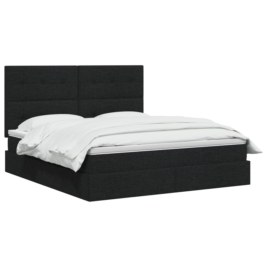 Opslag bed met matras met hoofdeinde Zwart 160 x 200 cm Stof