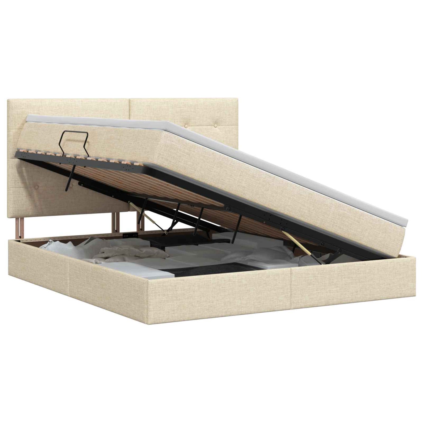 Opslag bed met matras met opslag Crèmekleurig 160 x 200 cm Stof