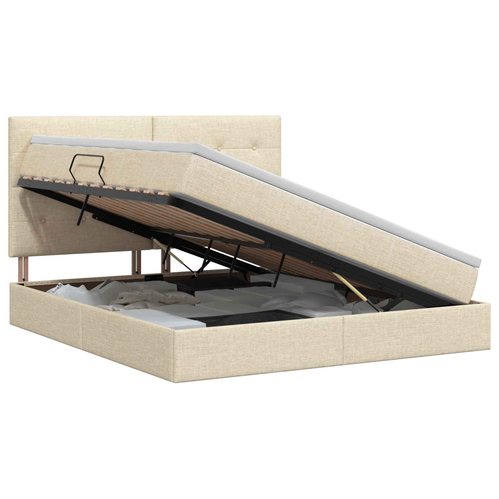 Opslag bed met matras met opslag Crèmekleurig 160 x 200 cm Stof