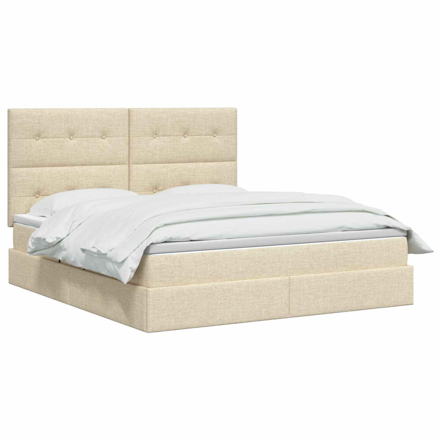 Opslag bed met matras met opslag Crèmekleurig 160 x 200 cm Stof