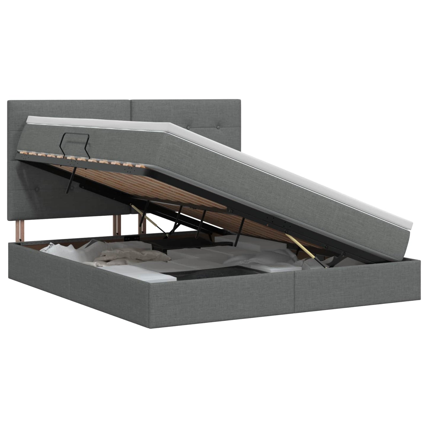 Opslag bed met matras met opslag Donkergrijs 180 x 200 cm Stof