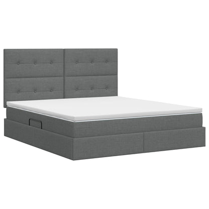 Opslag bed met matras met opslag Donkergrijs 180 x 200 cm Stof