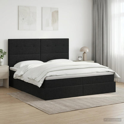 Opslag bed met matras met hoofdeinde Zwart 140 x 190 cm Stof