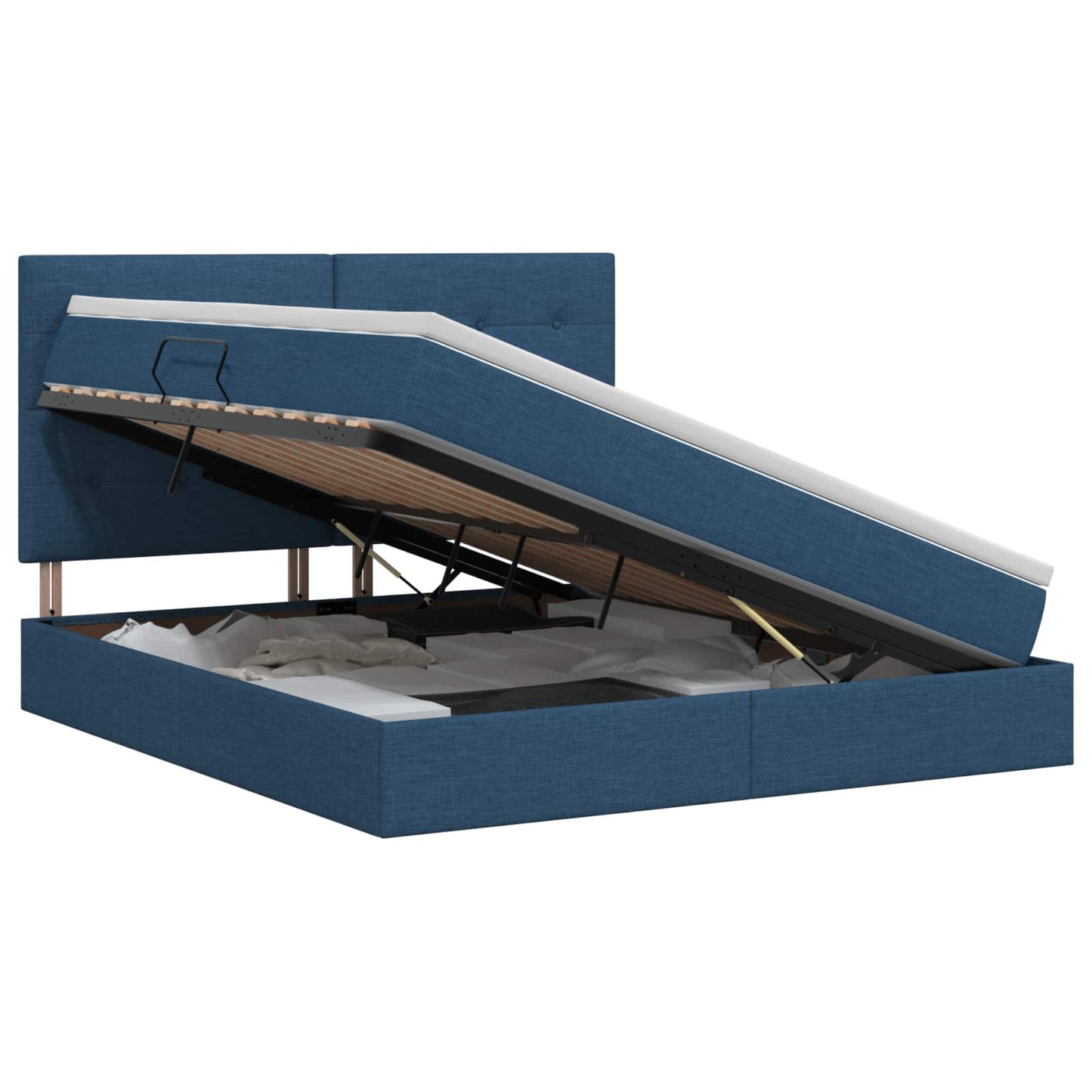 Opslag bed met matras met hoofdeinde Blauw 180 x 200 cm Stof