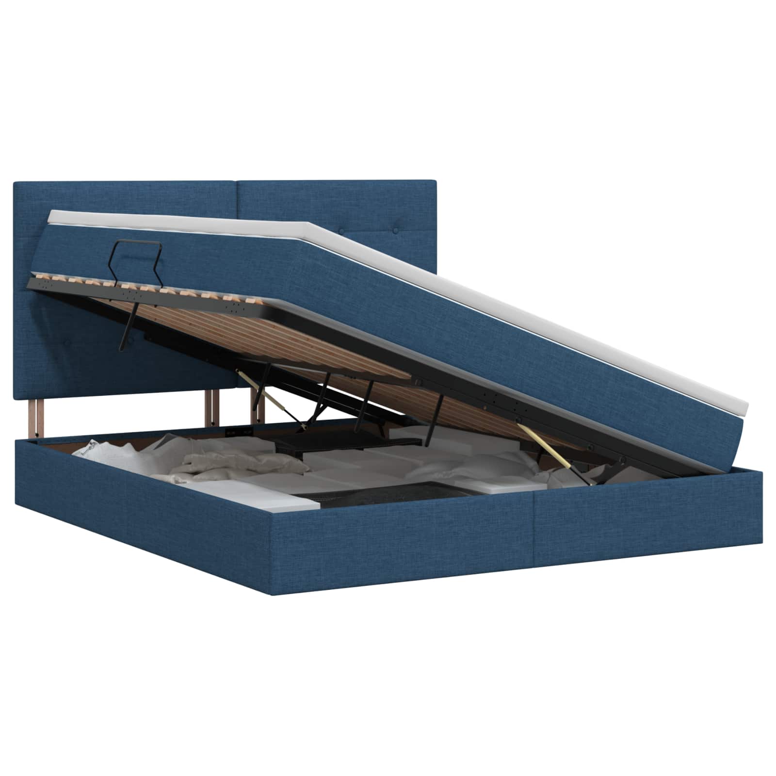 Opslag bed met matras met hoofdeinde Blauw 180 x 200 cm Stof
