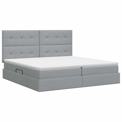 Opslag bed met matras met opslag Lichtgrijs 200 x 200 cm Stof