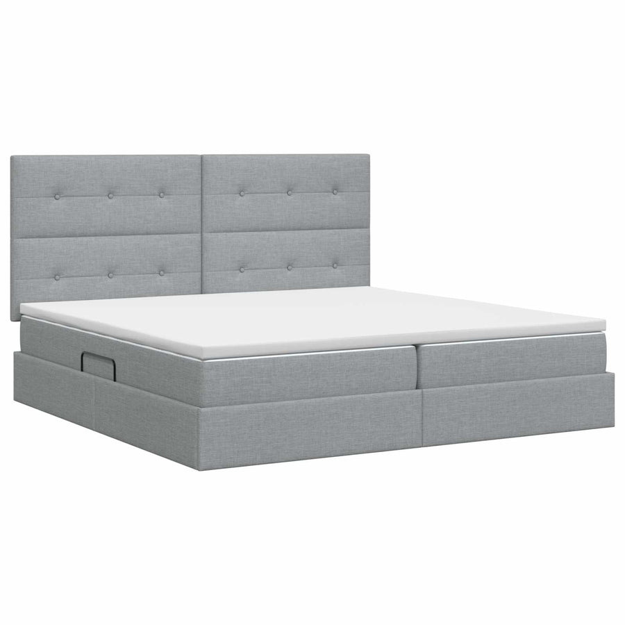 Opslag bed met matras met opslag Lichtgrijs 200 x 200 cm Stof