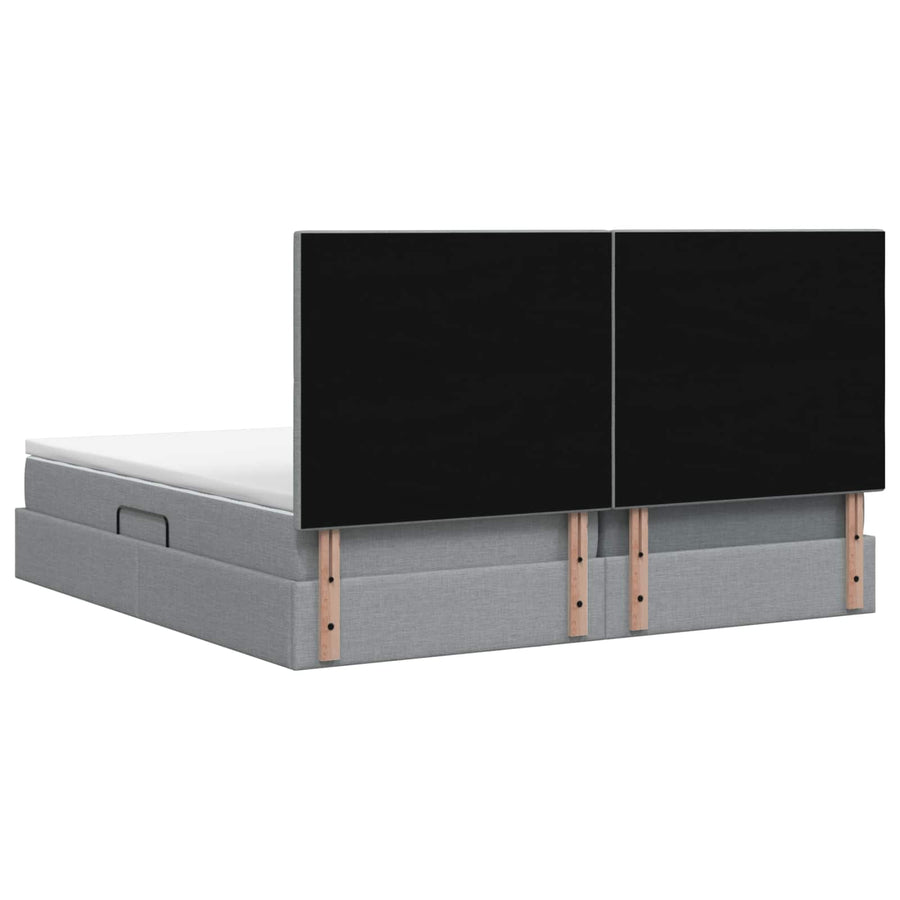 Opslag bed met matras met opslag Lichtgrijs 200 x 200 cm Stof