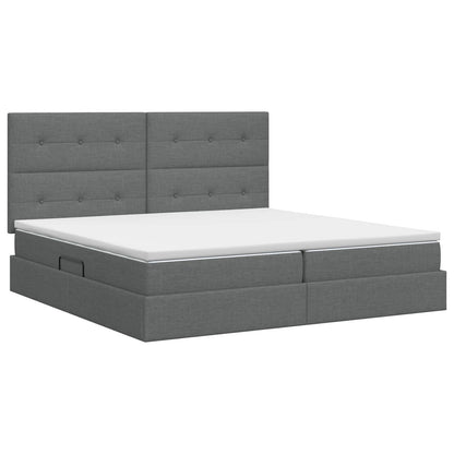 Opslag bed met matras met opslag Donkergrijs 200 x 200 cm Stof