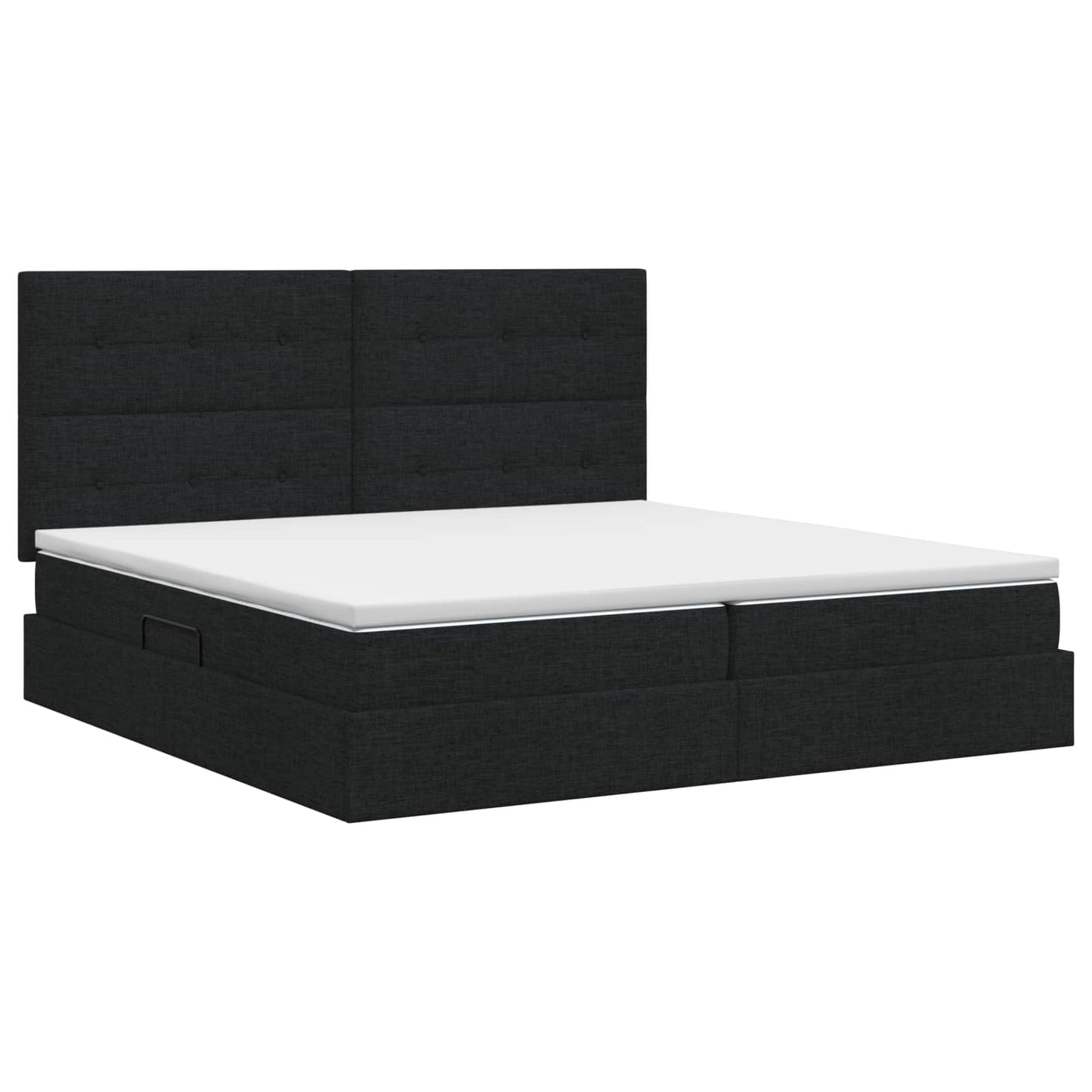 Opslag bed met matras met hoofdeinde Zwart 200 x 200 cm Stof