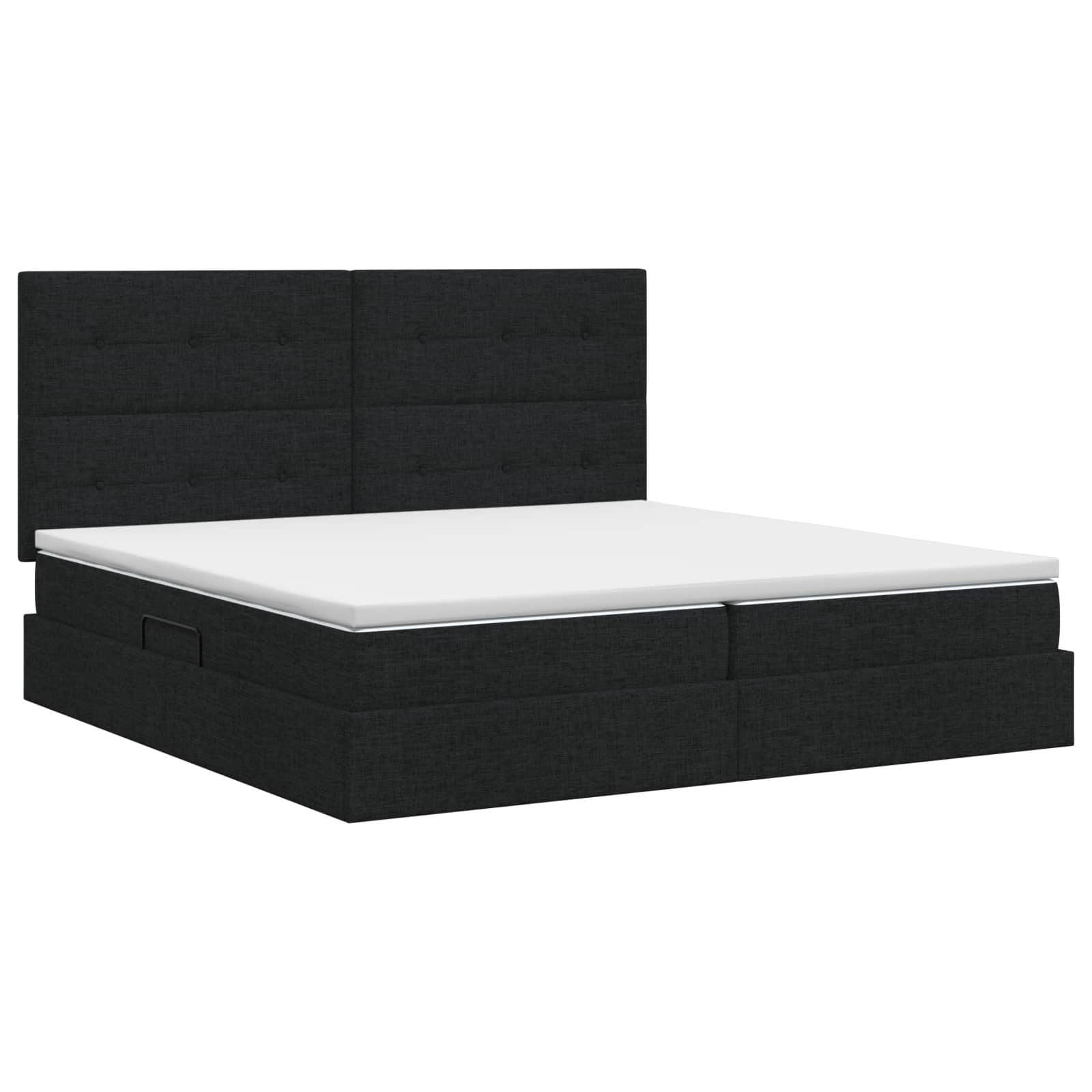 Opslag bed met matras met hoofdeinde Zwart 200 x 200 cm Stof