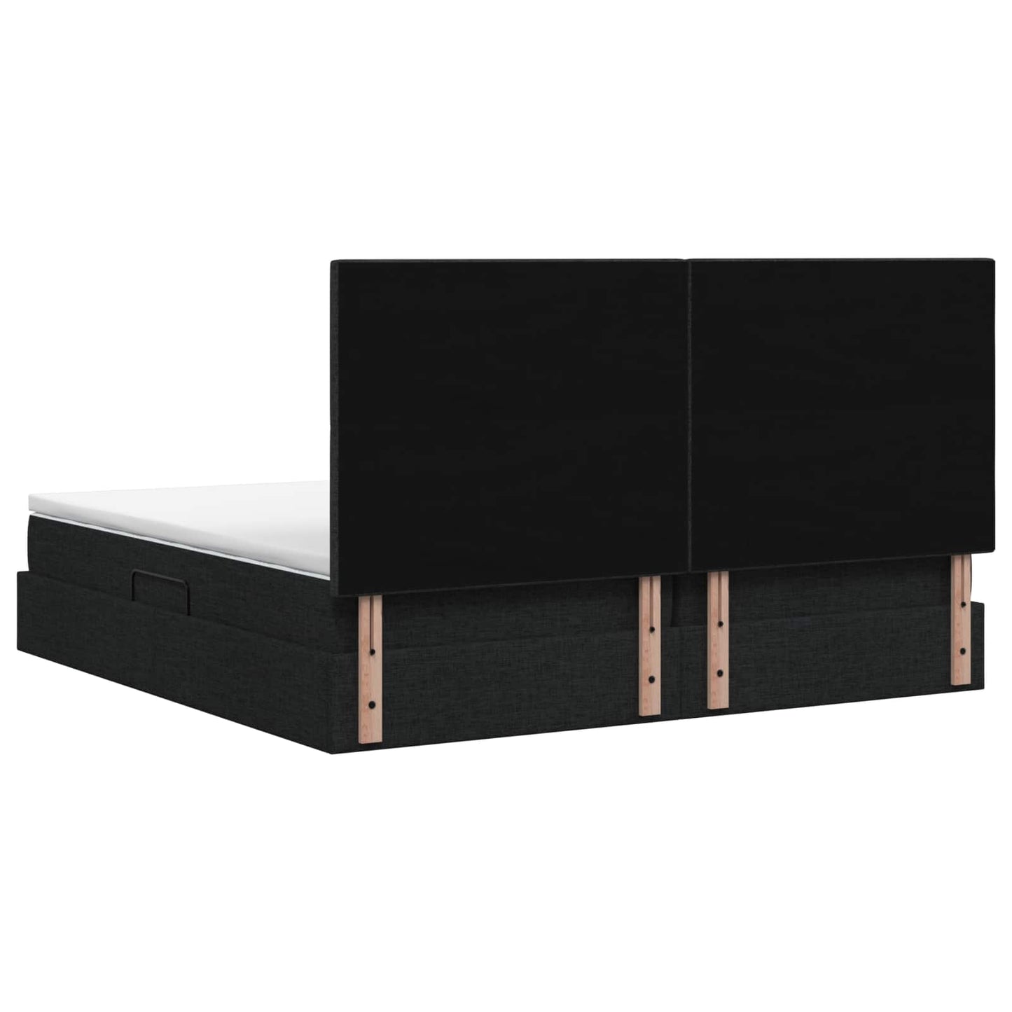 Opslag bed met matras met hoofdeinde Zwart 200 x 200 cm Stof