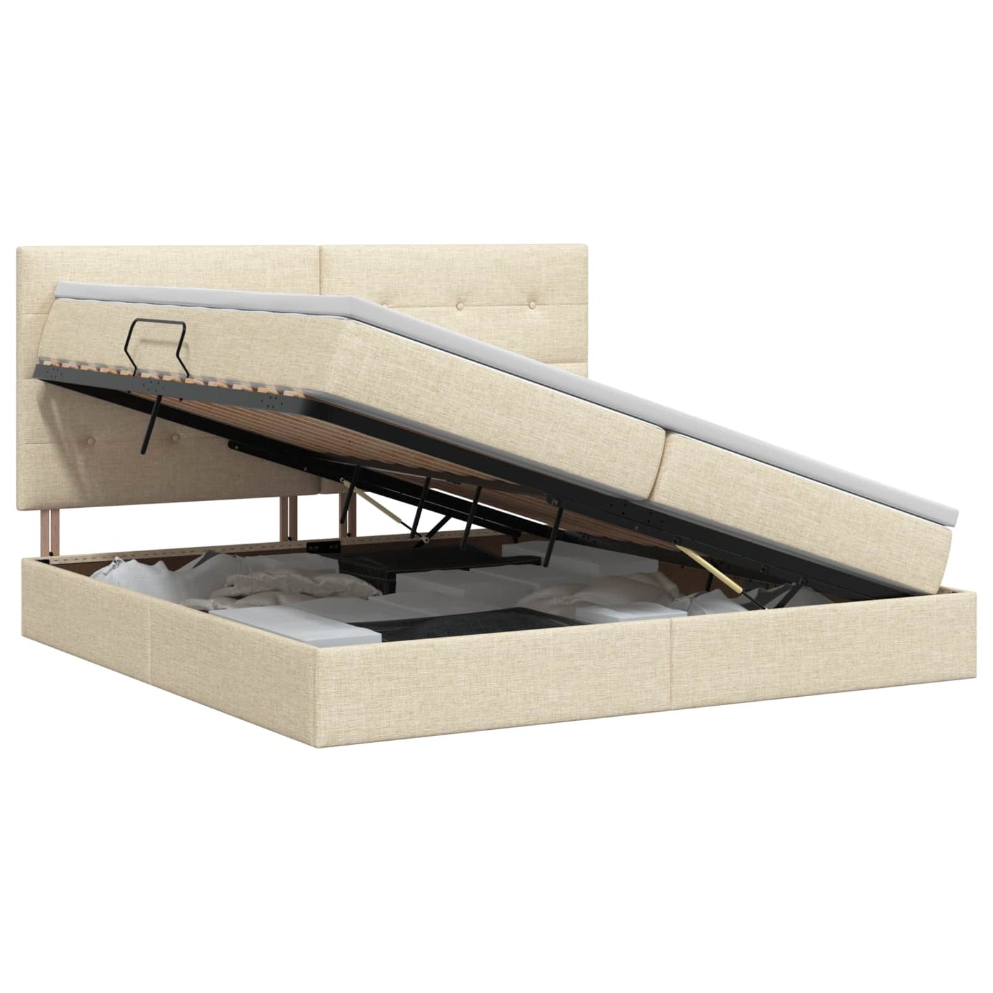 Opslag bed met matras met opslag Crèmekleurig 200 x 200 cm Stof