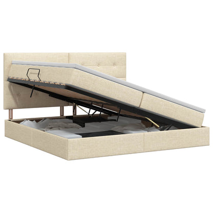 Opslag bed met matras met opslag Crèmekleurig 200 x 200 cm Stof