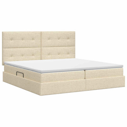 Opslag bed met matras met opslag Crèmekleurig 200 x 200 cm Stof