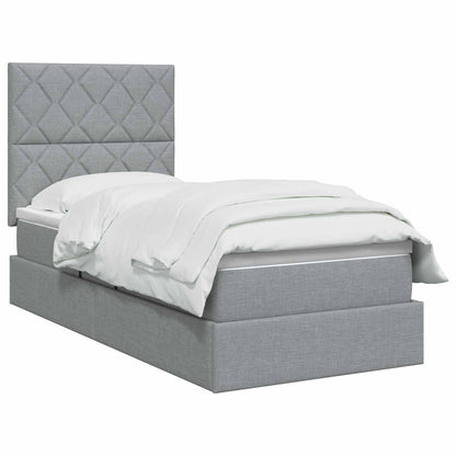 Opslag bed met matras met opslag Lichtgrijs 90 x 190 cm Stof