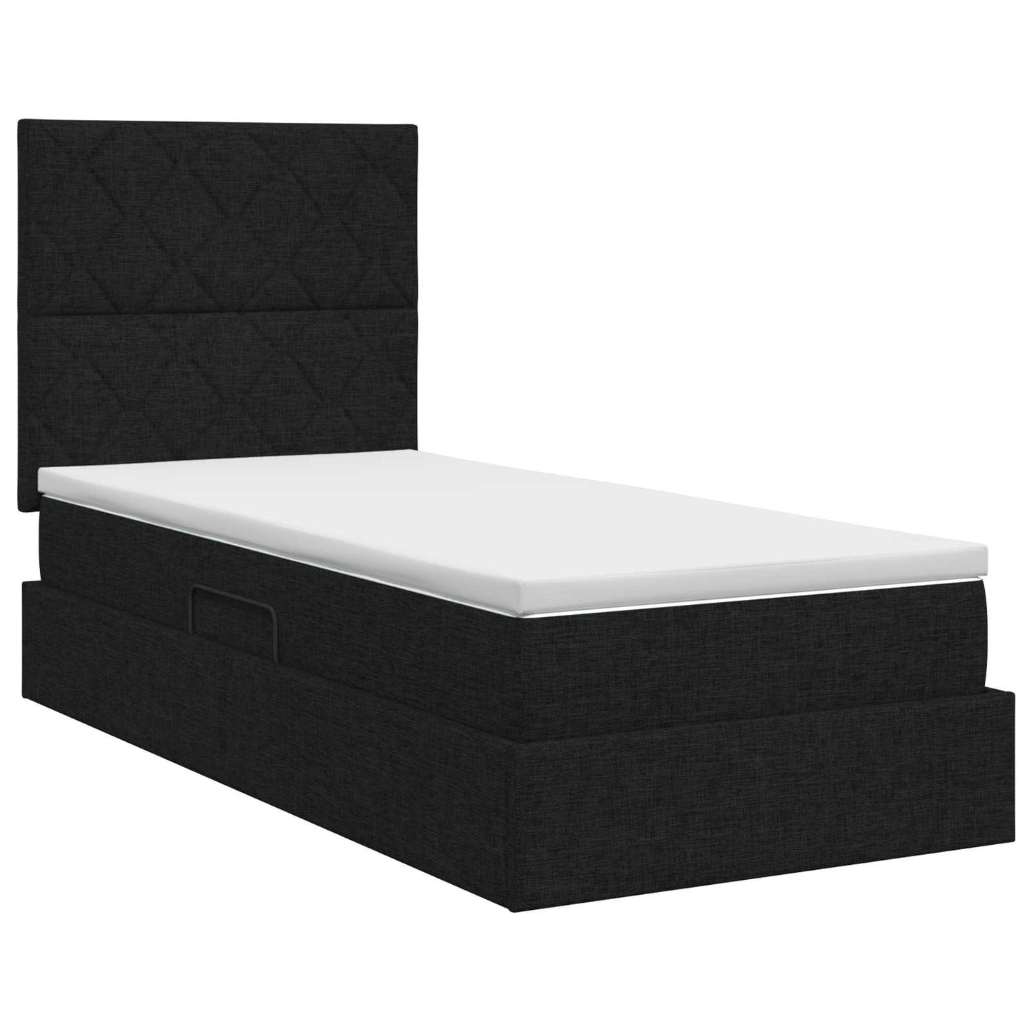 Opslag bed met matras met hoofdeinde Zwart 90 x 190 cm Stof