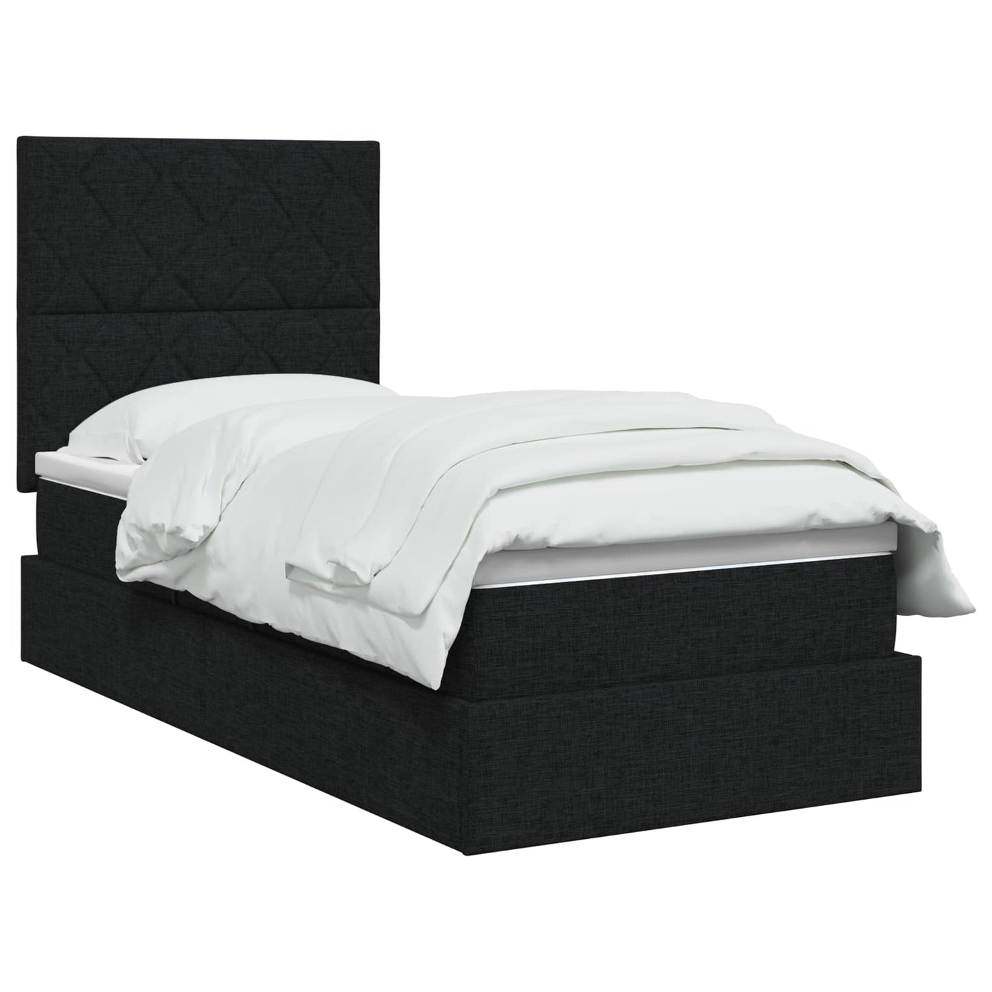 Opslag bed met matras met hoofdeinde Zwart 90 x 190 cm Stof