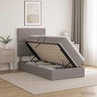 Opbergbed 90x190 cm taupe stof inclusief matras hoofdeinde
