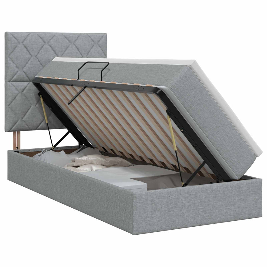 Opslag bed met matras met opslag Lichtgrijs 90 x 200 cm Stof