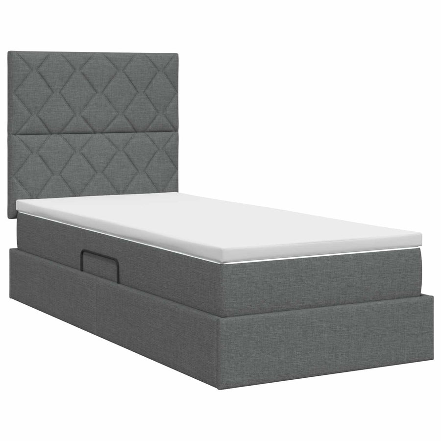 Opslag bed met matras met opslag Donkergrijs 90 x 200 cm Stof