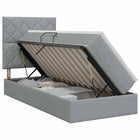 Opslag bed met matras met opslag Lichtgrijs 100 x 200 cm Stof