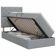Opbergbed 100x200 cm lichtgrijs stof met matras