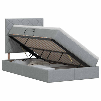 Opslag bed met matras met opslag Lichtgrijs 120 x 200 cm Stof