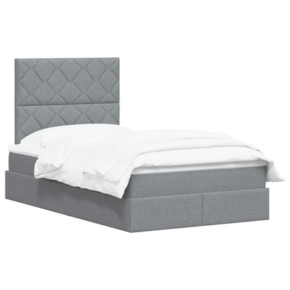 Opslag bed met matras met opslag Lichtgrijs 120 x 200 cm Stof