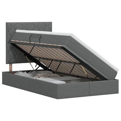 Opslag bed met matras met opslag Donkergrijs 120 x 200 cm Stof
