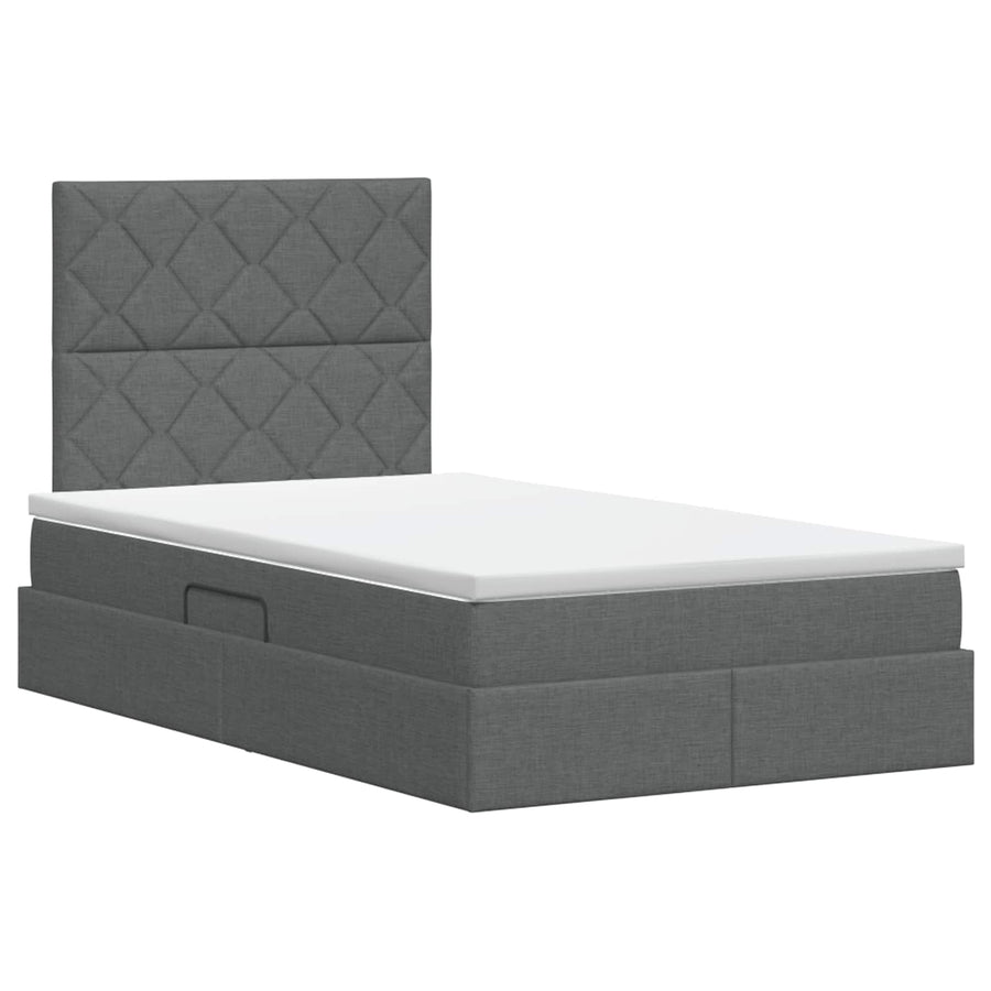 Opslag bed met matras met opslag Donkergrijs 120 x 200 cm Stof