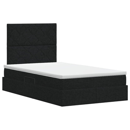 Opslag bed met matras met hoofdeinde Zwart 120 x 200 cm Stof