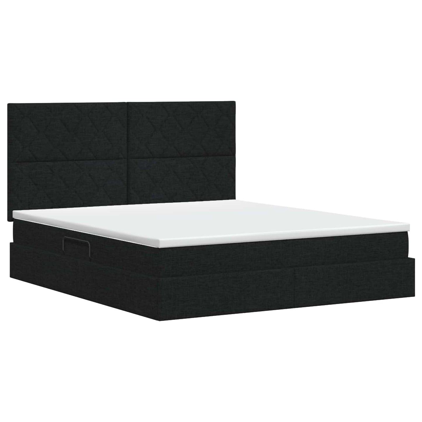 Opslag bed met matras met hoofdeinde Zwart 140 x 190 cm Stof