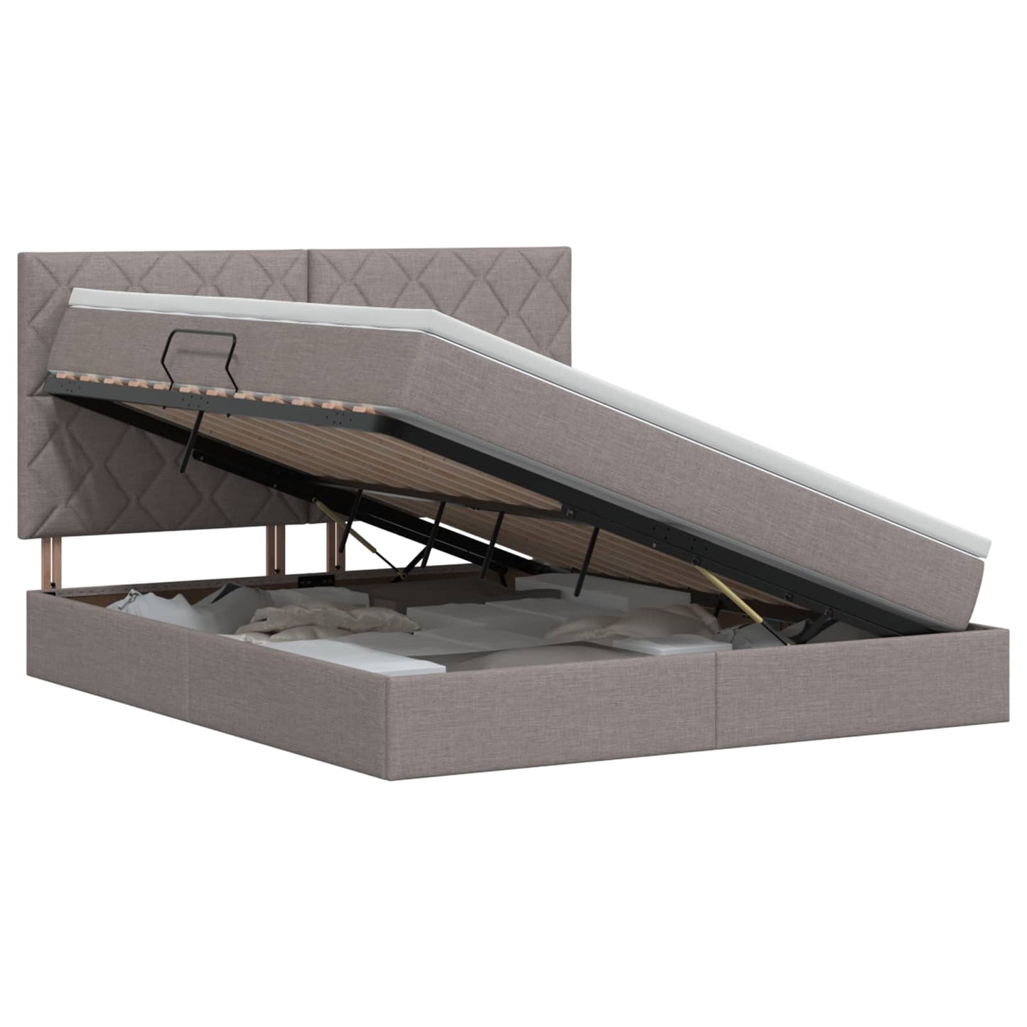 Opslag bed met matras met hoofdeinde Taupe 140 x 200 cm Stof