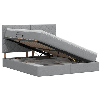 Opslag bed met matras met opslag Lichtgrijs 160 x 200 cm Stof