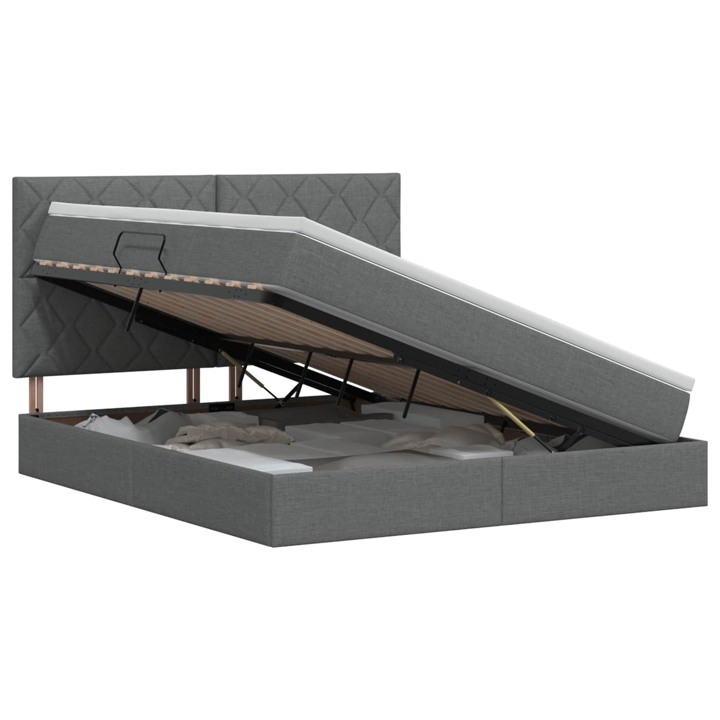 Opslag bed met matras met opslag Donkergrijs 160 x 200 cm Stof