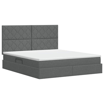 Opslag bed met matras met opslag Donkergrijs 180 x 200 cm Stof