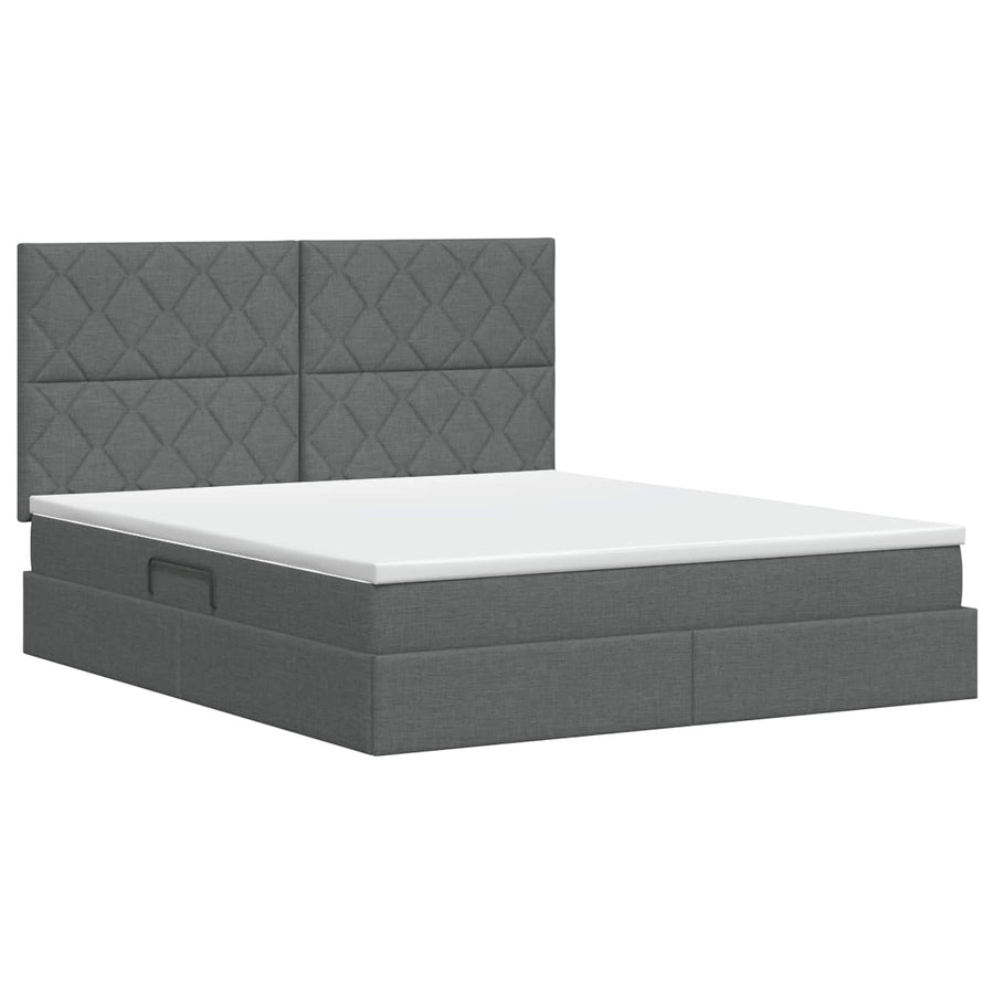 Opslag bed met matras met opslag Donkergrijs 180 x 200 cm Stof