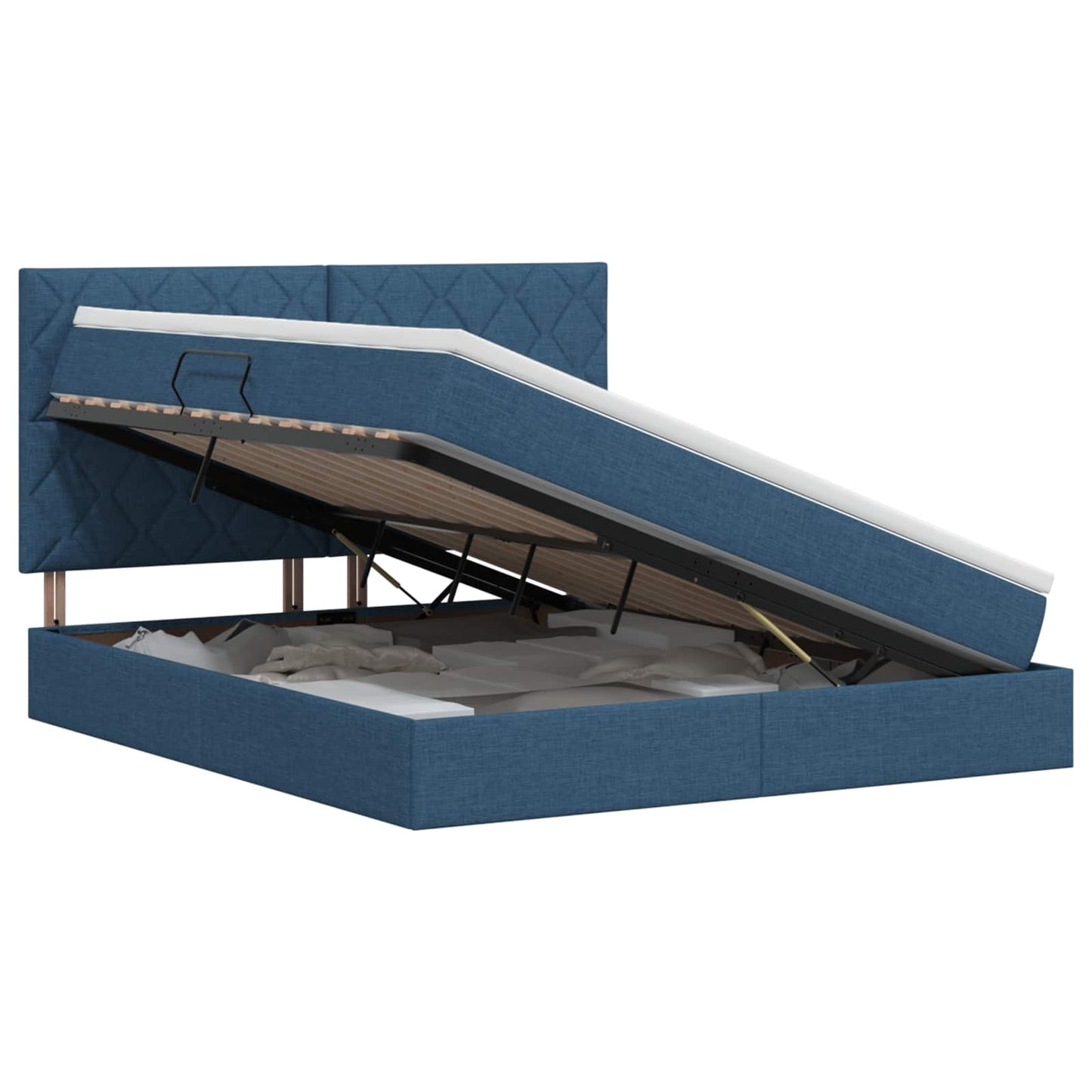 Opslag bed met matras met hoofdeinde Blauw 180 x 200 cm Stof