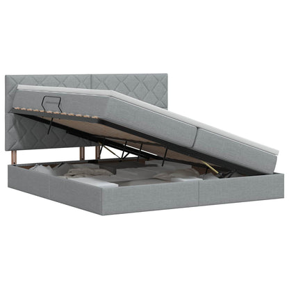 Opslag bed met matras met opslag Lichtgrijs 200 x 200 cm Stof