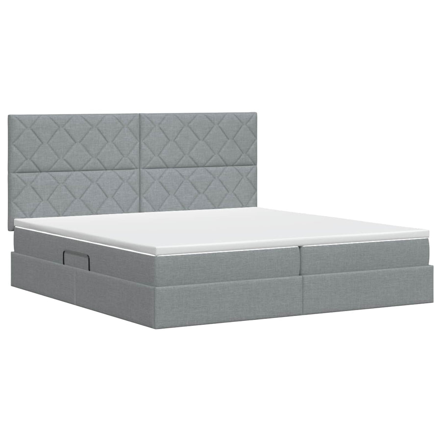 Opslag bed met matras met opslag Lichtgrijs 200 x 200 cm Stof