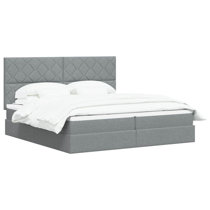 Opslag bed met matras met opslag Lichtgrijs 200 x 200 cm Stof
