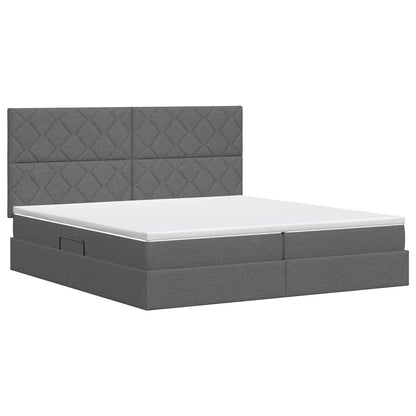 Opslag bed met matras met opslag Donkergrijs 200 x 200 cm Stof