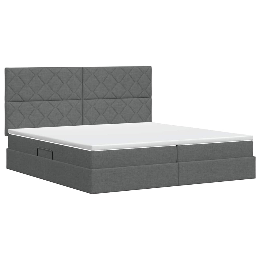 Opslag bed met matras met opslag Donkergrijs 200 x 200 cm Stof